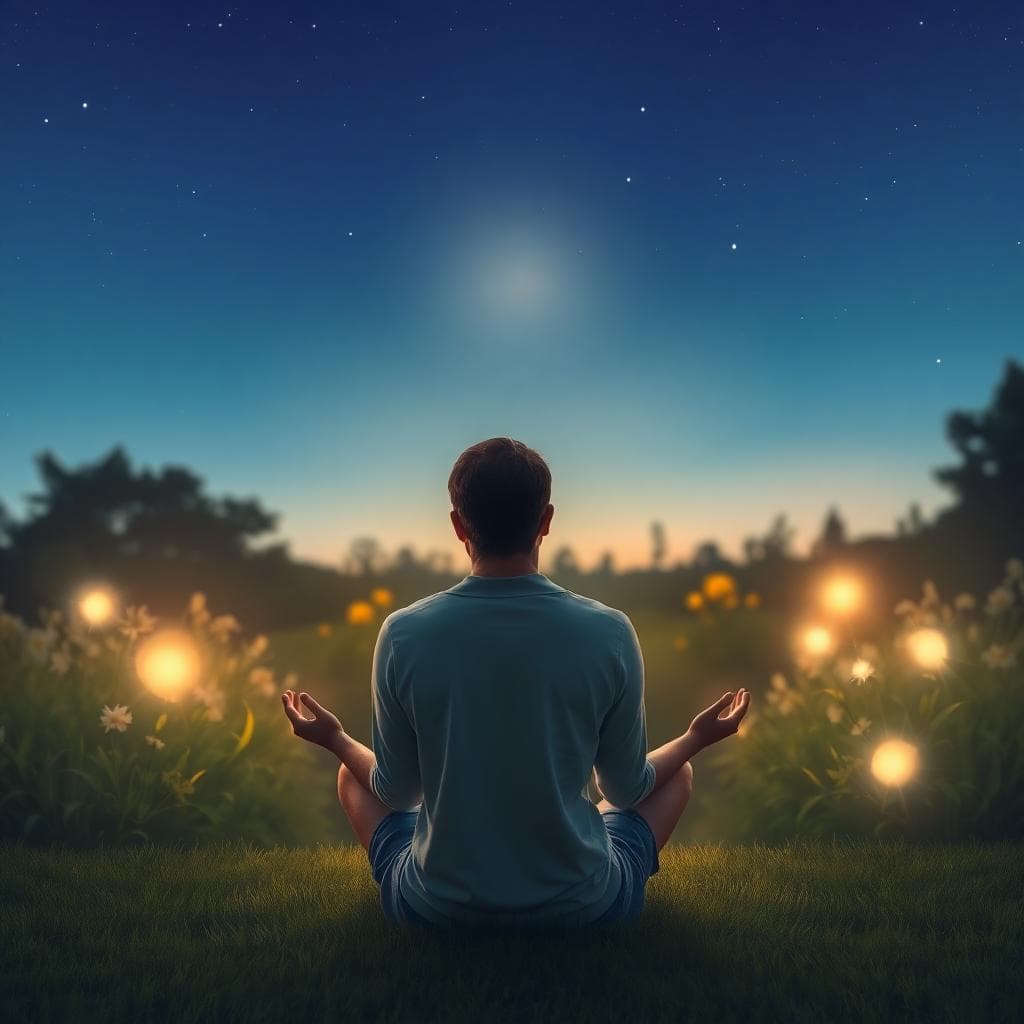 serene pisces meditation garden dusk ethereal