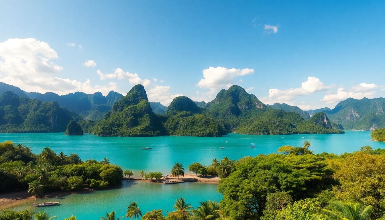 寮國藍色潟湖與山脈