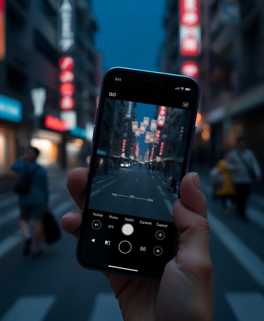 手機夜景設定示意