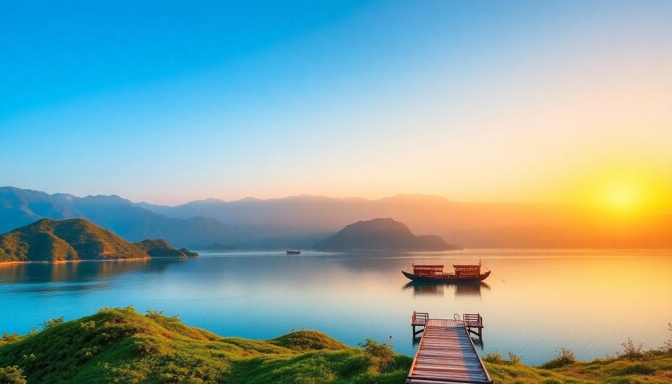 Sun Moon Lake at sunset