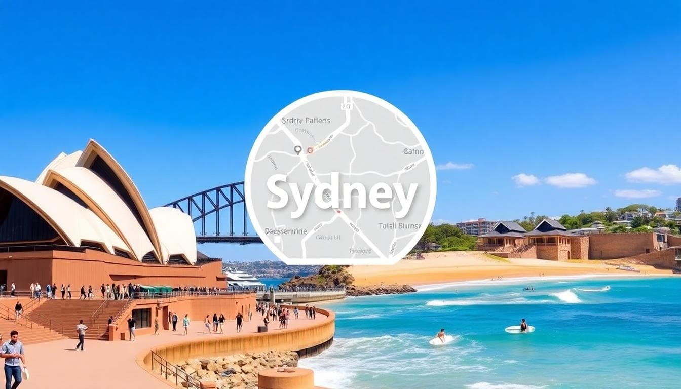 Sydney city and Bondi Beach itinerary travel poster