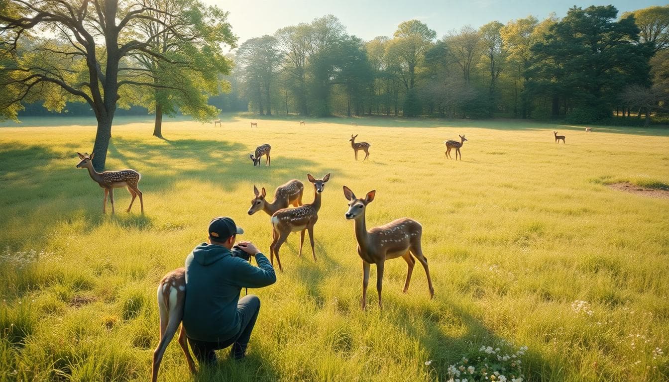 喜鵲方舟FairyLand的田野人像與動物互動場景，柔和光線下充滿童話氛圍
