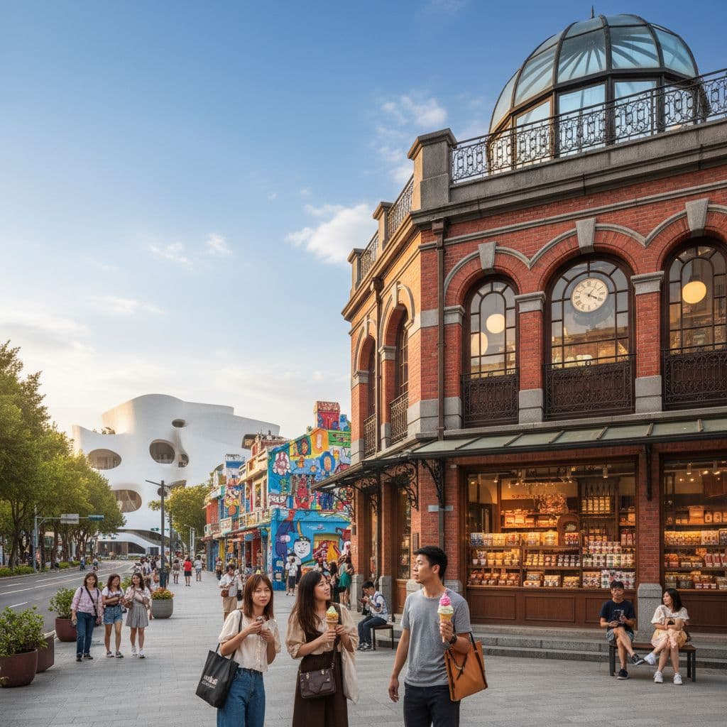 台中宮原眼科冰品與歌劇院及彩虹眷村的下午景象