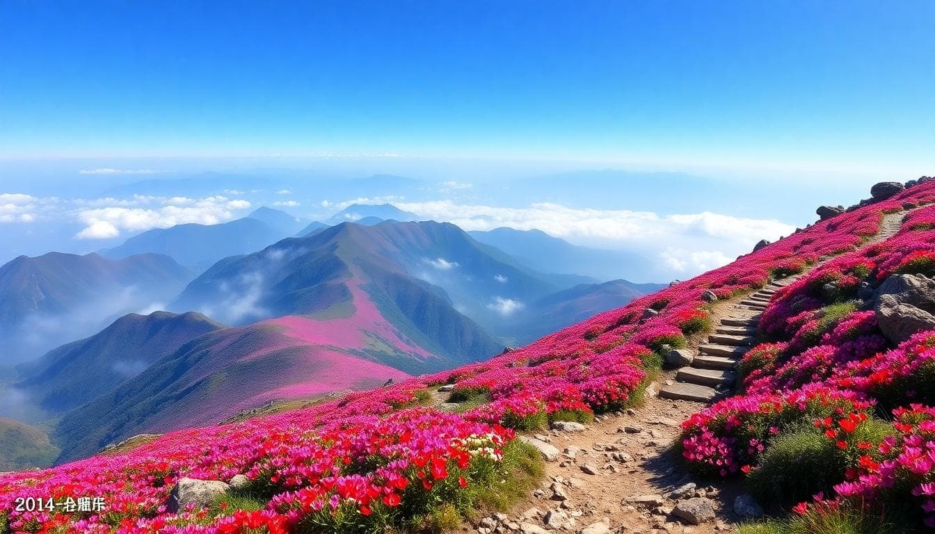 合歡山杜鵑花海,全景與花道
