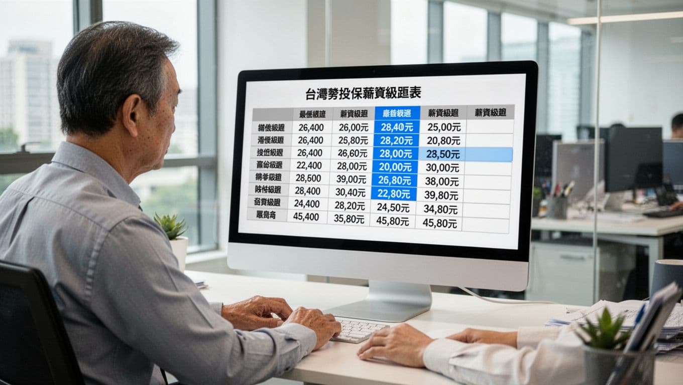 勞保投保薪資怎麼抓才合理:兼職族薪資不穩的實務計算與建議 描述性圖像顯示勞保投保薪資級距與實際薪資的對應