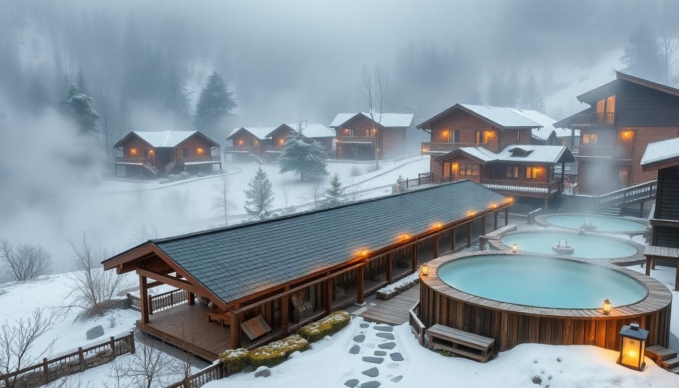 冬日山區溫泉度假村