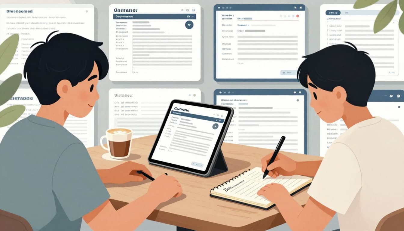 先搞懂為什麼「工會加保」容易被誤會成「人頭加保」 A solo Taiwanese freelancer in a bright, vibrant coffee shop signs an online contract on a tablet, with background project icons, income records, and a notebook filled with work lists, captured in a realistic illustration style with dynamic landscape composition.
