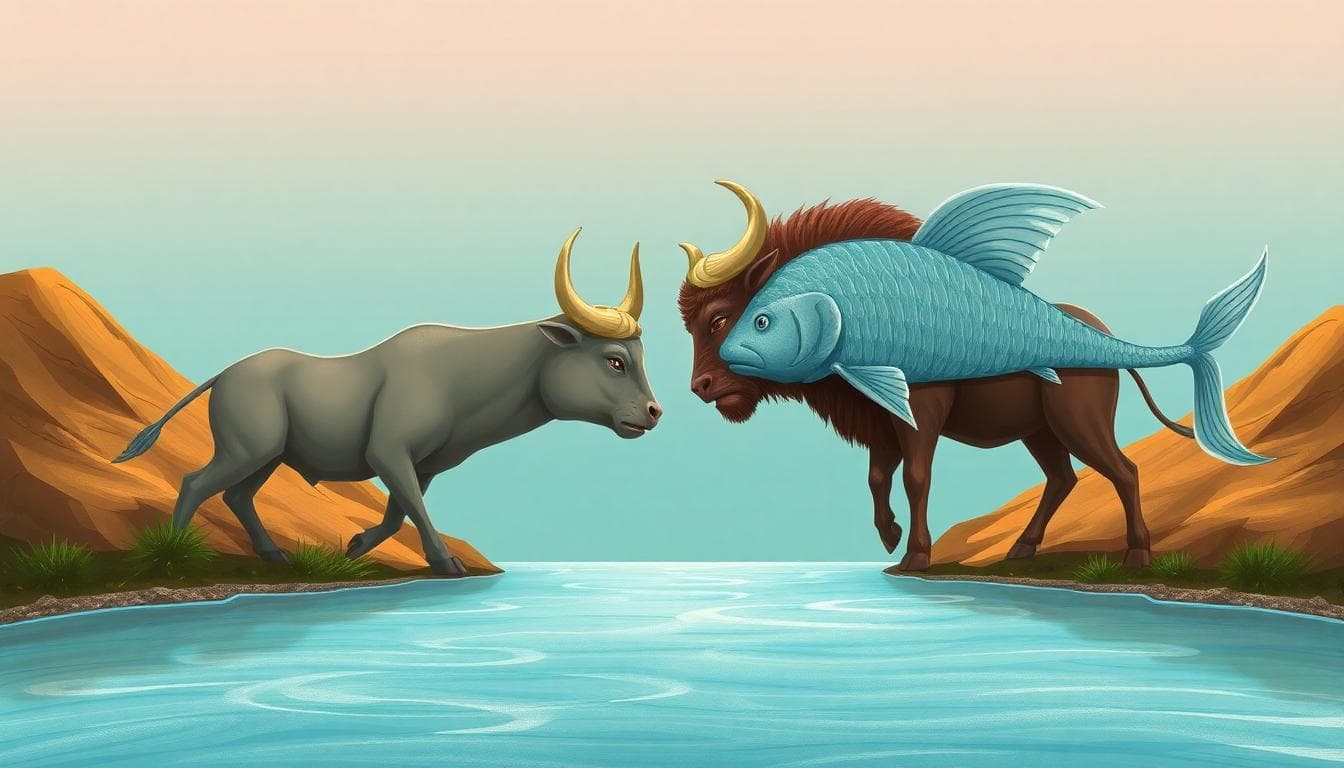 金牛座與雙魚座相處雷點示意圖，AI生成