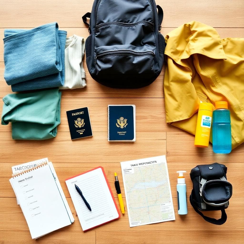 旅行準備必備物品平板佈局