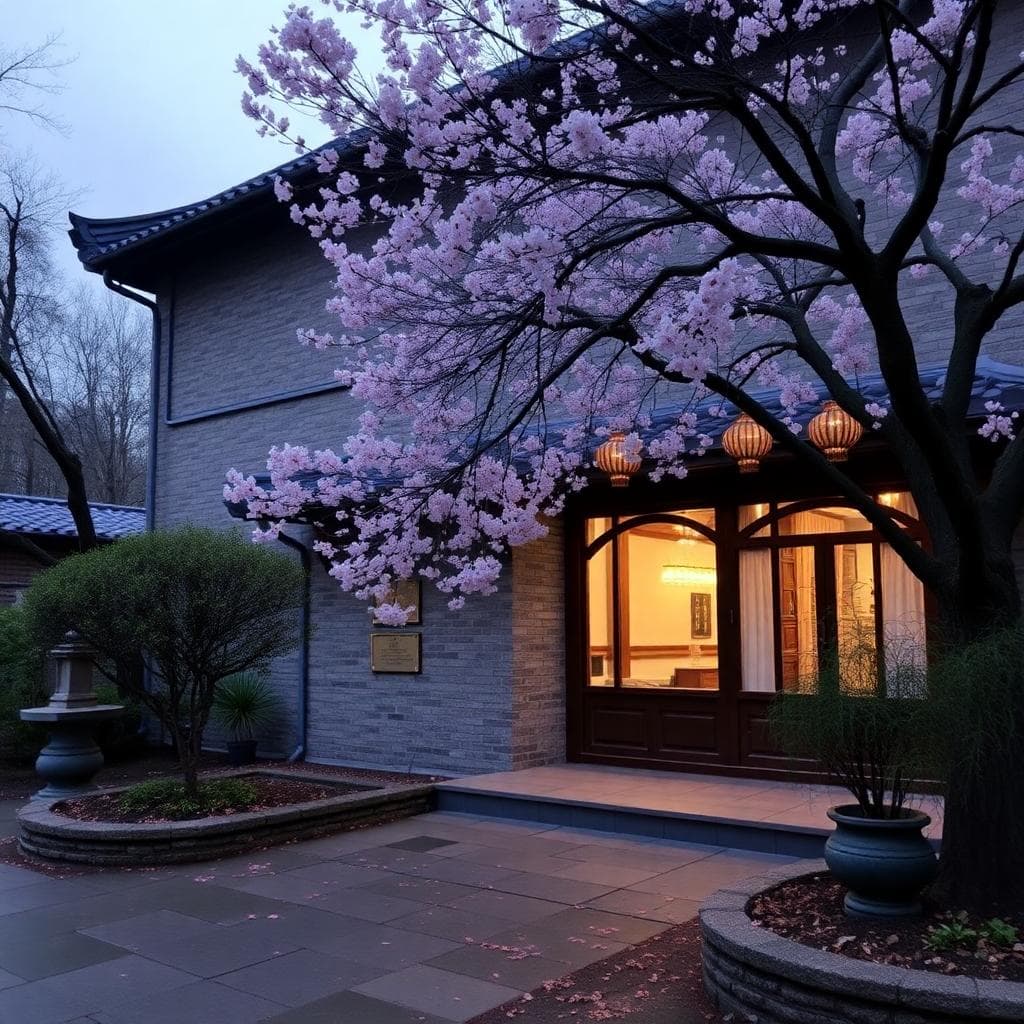 兩位天秤座在公園手牽手散步,周圍是秋葉與天秤符號,氛圍和諧。