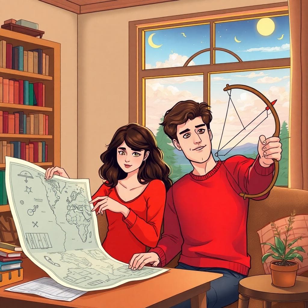 處女座與射手座的互動畫面