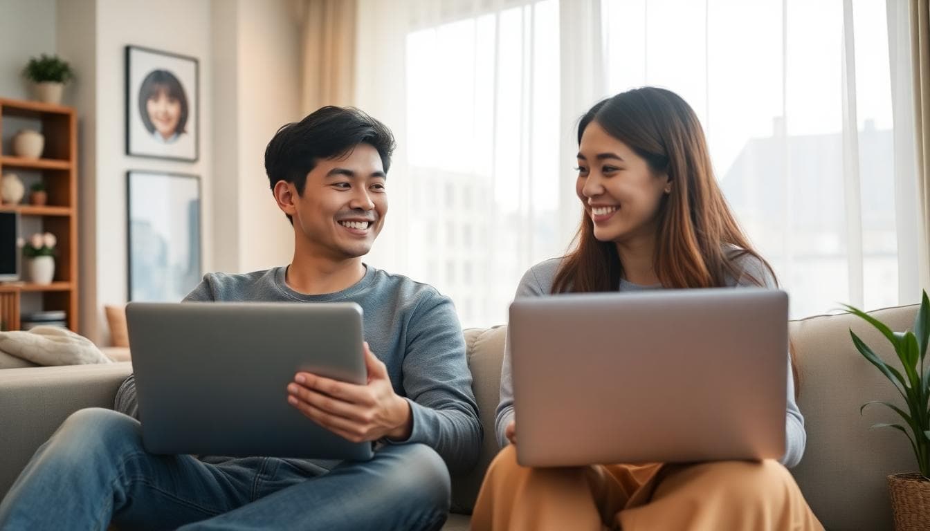 AI 生成的長距離情侶周末視訊場景