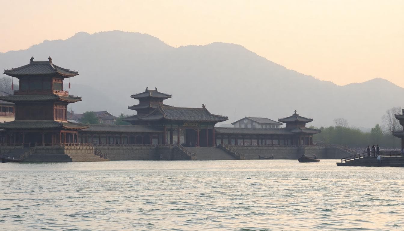 一位年輕人坐在圖書館裡閱讀一本關於哲學的書,周圍有地圖和旅行紀念品,背景是窗外廣闊的藍天,象徵知識與自由的內在安定,溫暖的燈光營造平靜氛圍