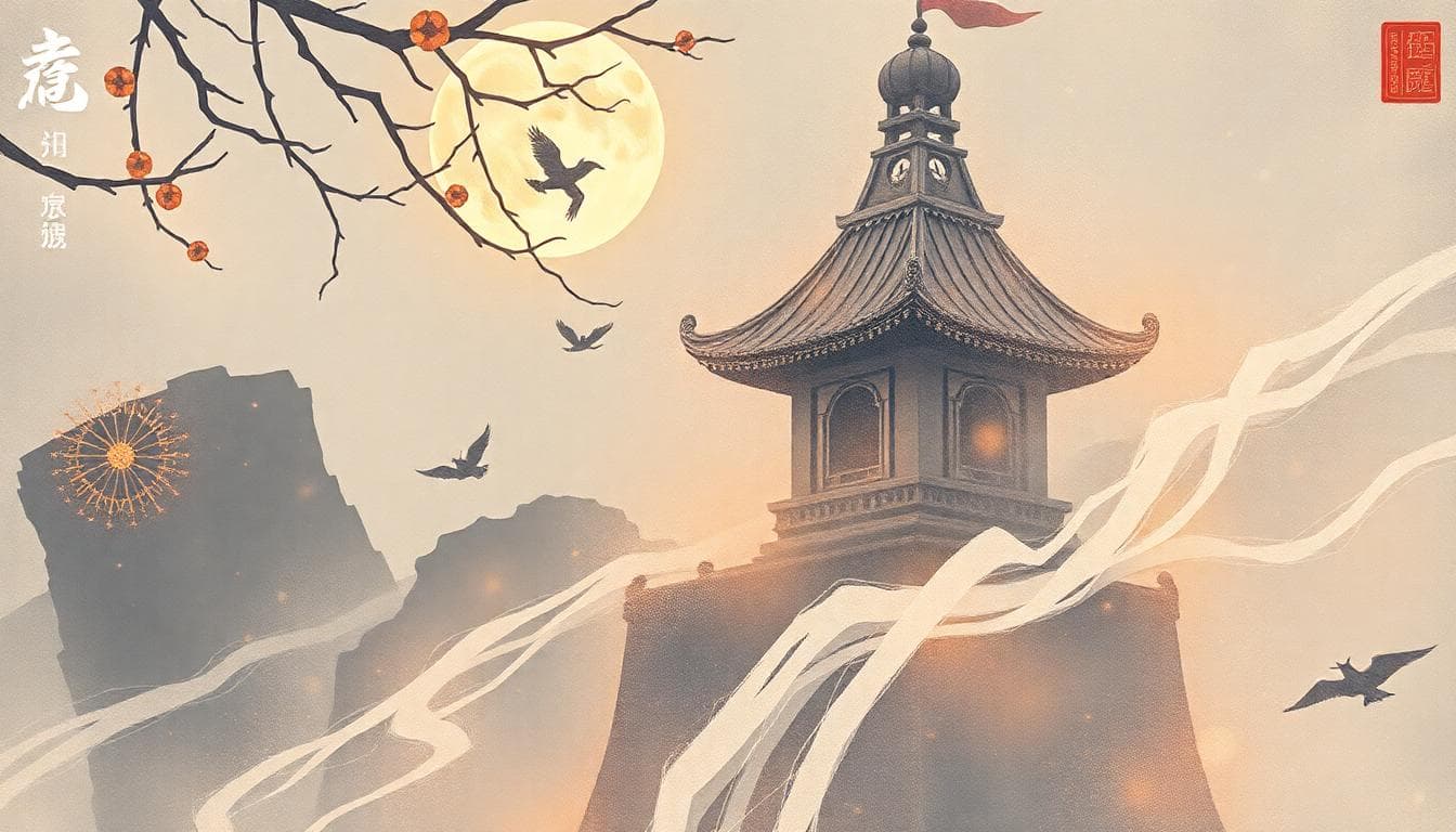 一個年輕的射手座象徵人物，站在廣闊的草原上，張開雙臂歡呼，面向遠方的地平線，表情充滿喜悅和自由感，背景有星空和月亮，夕陽餘暉灑落，風吹動頭髮和衣物