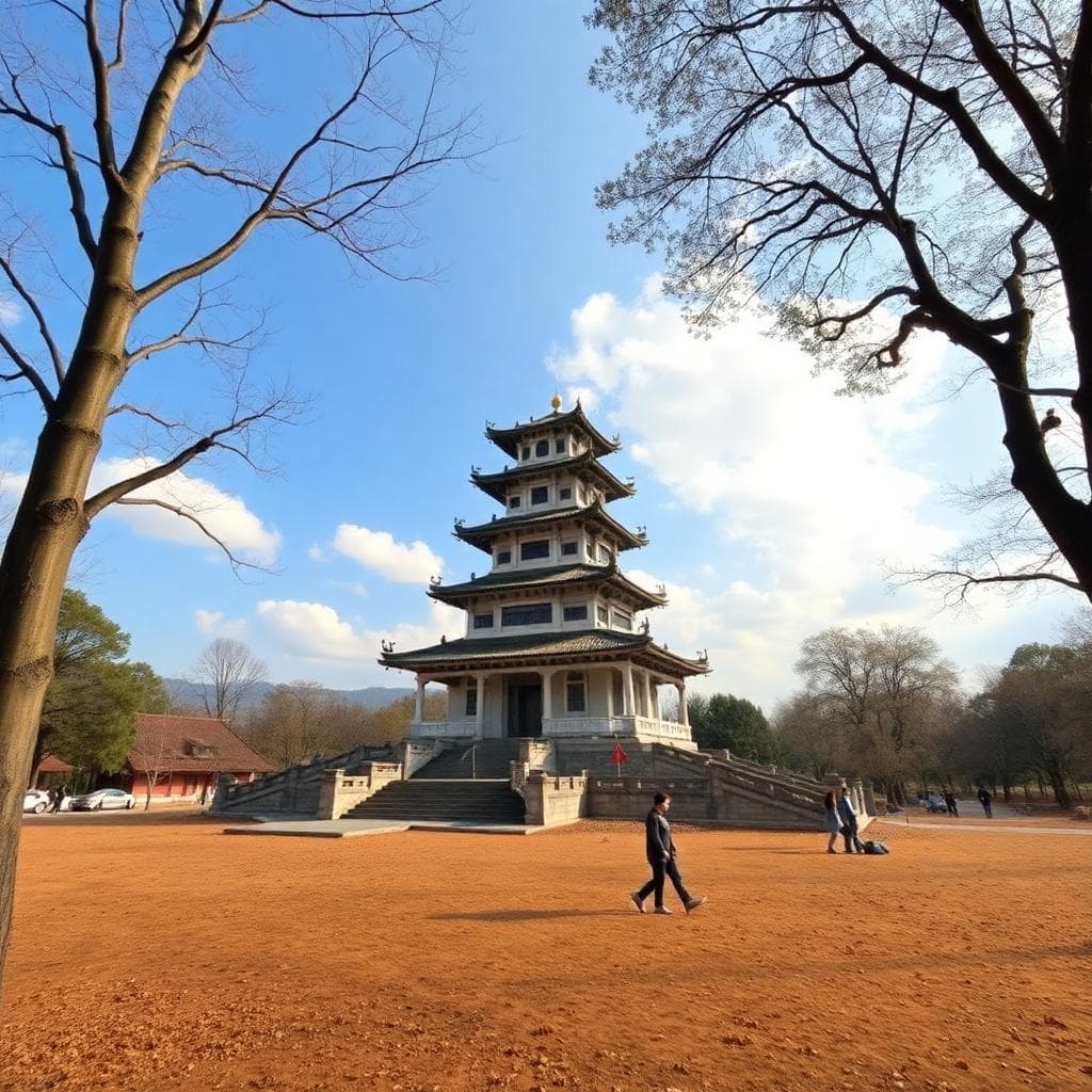 一位年輕遊客在台中公園裡手持智慧型手機，使用旅遊App查看地圖和公車路線，螢幕顯示台中景點和交通資訊，背景有綠樹、城市建築和藍天，陽光充足，寫實風格，色彩鮮豔，展現輕鬆出遊氛圍。圖片由AI生成。
