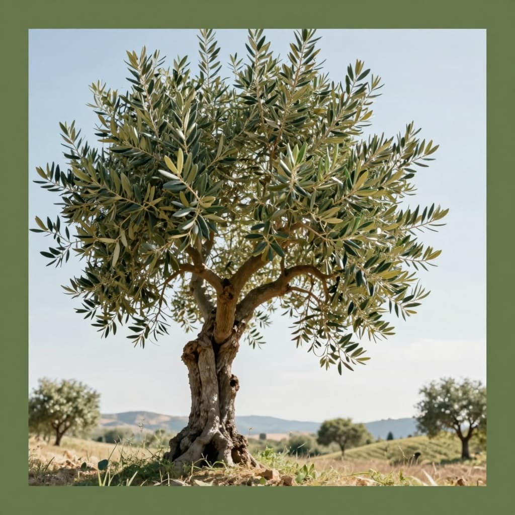 Olive tree with natural and grafted branches symbolizing Israel and Gentiles.