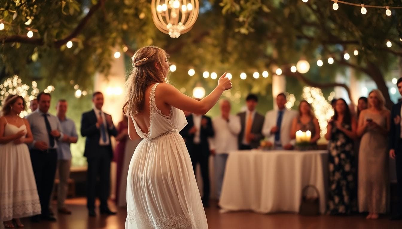 Seconde robe courte bohème pour danser en soirée, lumières guinguette, cadre corse intime