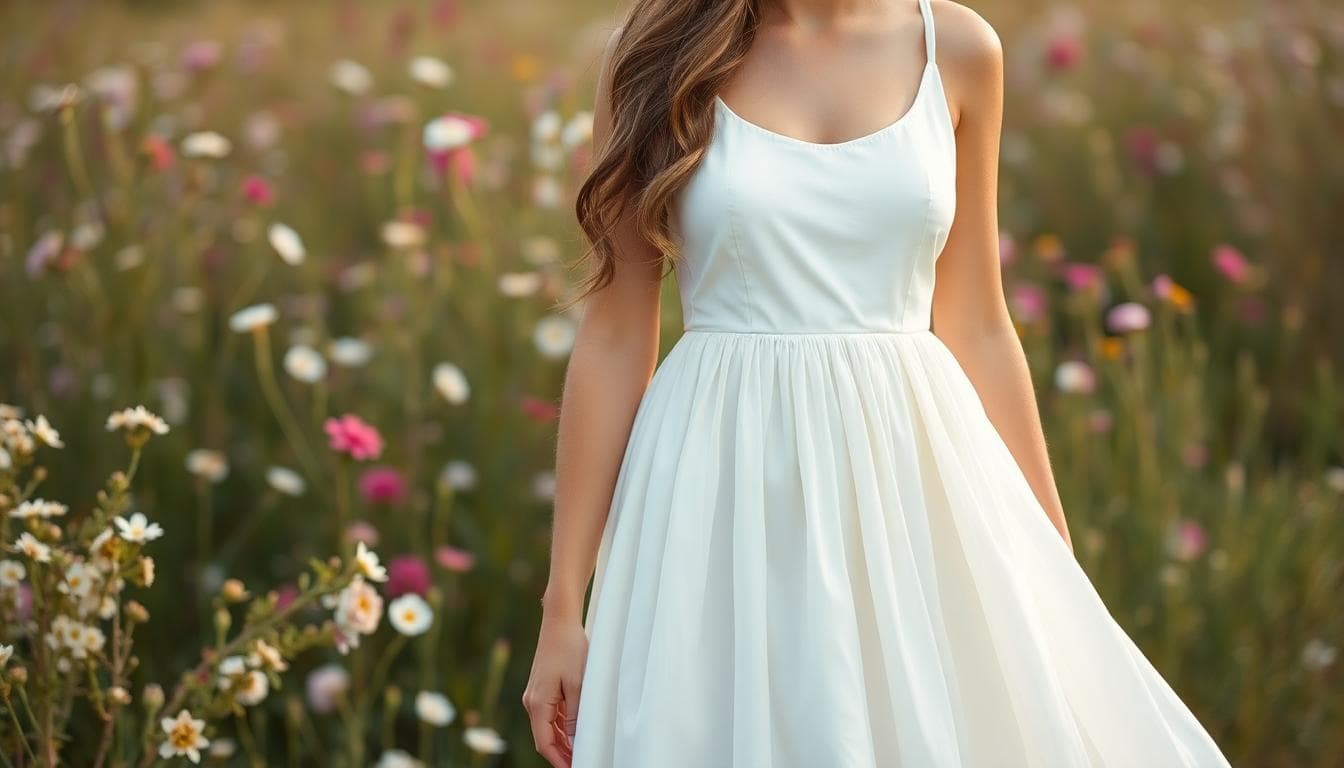 Robe de mariée bohème coupe empire, tissu fluide en mousseline, ambiance champêtre avec fleurs sauvages