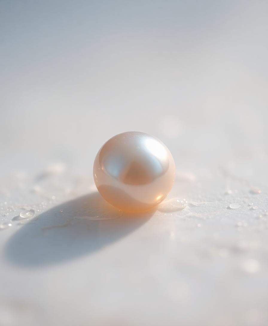 Perle nacrée isolée sur fond irisé, lumière douce et reflets délicats, symbolisant patience, pureté et rareté