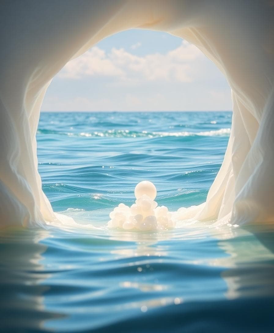 Huître ouverte laissant apparaître une perle nacrée dans une lumière douce, symbole d’un amour patient et durable