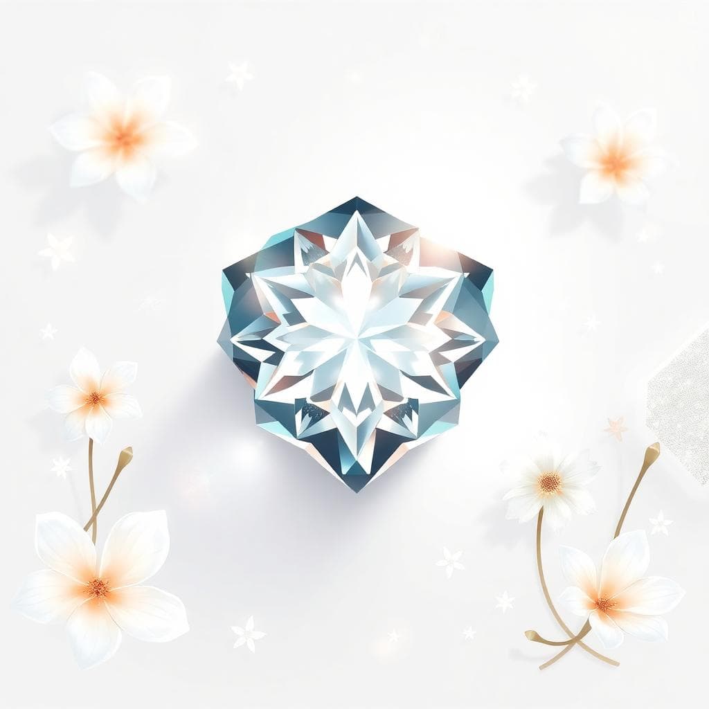 Illustration d’un diamant éclatant avec touches blanc, argent, verre et cristal