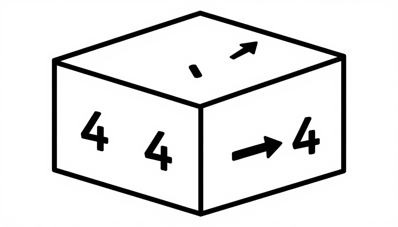 Minimalist vector infographic showing box breathing technique: inhale 4, hold 4, exhale 4, hold 4, with squares connected by arrows in a continuous cycle on a neutral background.