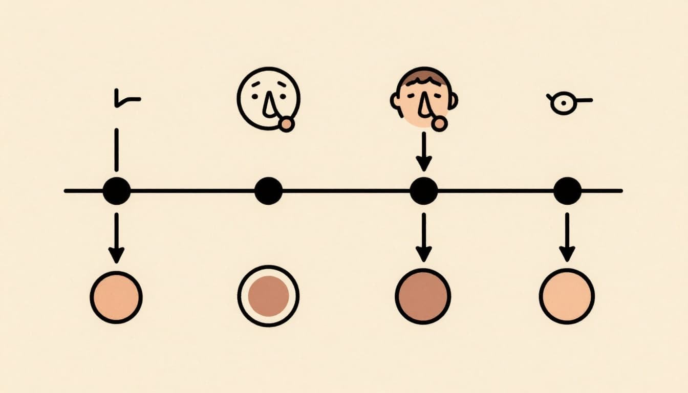 Minimalist vector illustration of the physiological sigh technique: two quick nasal inhalations followed by a long mouth exhalation, using arrows and circles for phases on a clean background.