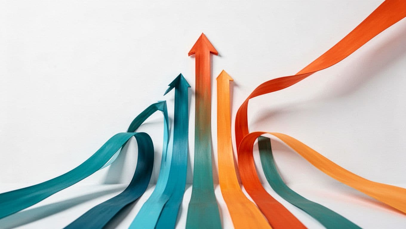 Illustrative charts and graphs depicting rising market growth lines for mental health apps and wellness tools from 2024 to 2026 on a white background with vibrant colors and clean lines.