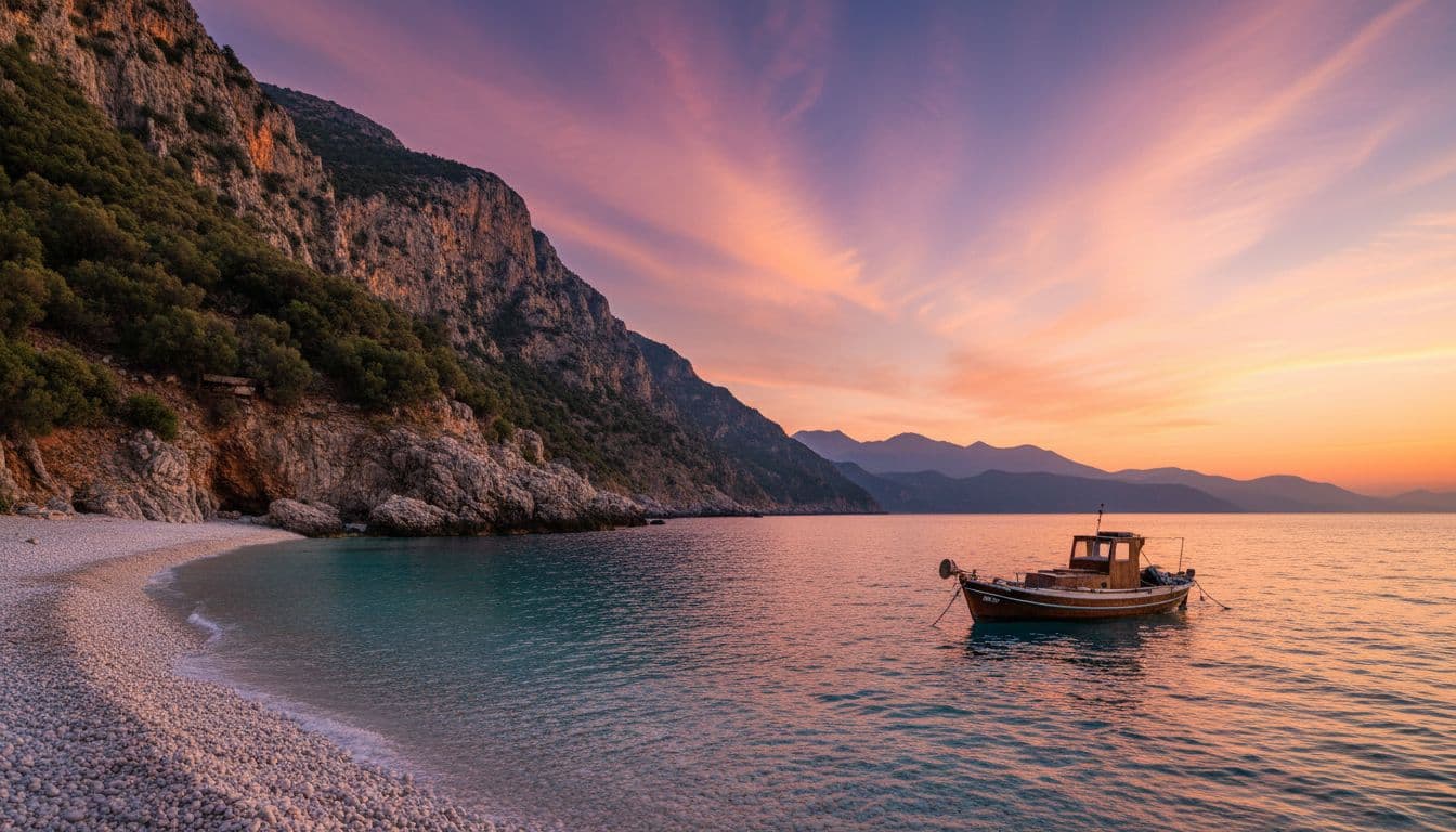 Golden hour on the Albanian Riviera near Himarë
