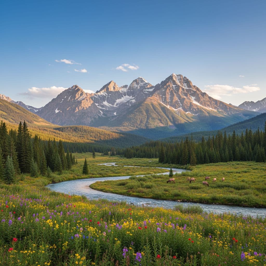 Spanish Peaks alpine landscape near Big Sky, Montana