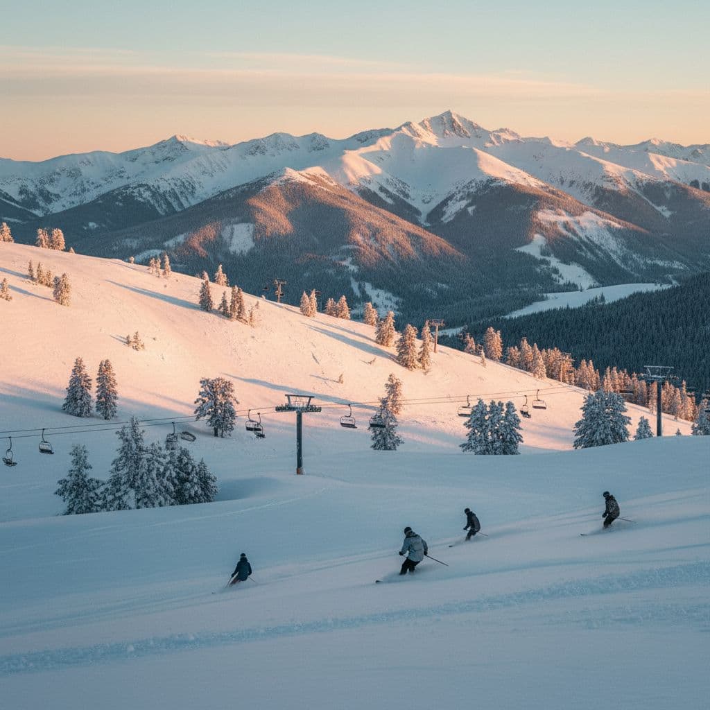 Big Sky Resort ski slopes at dawn
