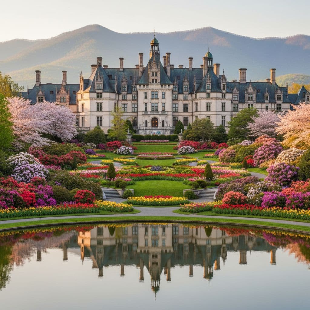 Biltmore Estate in spring blooms: Best tourist sites in Asheville NC 2026 via Expedia.
