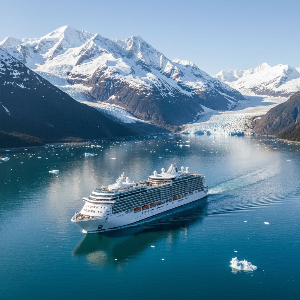 Cruise ship near Alaska glacier