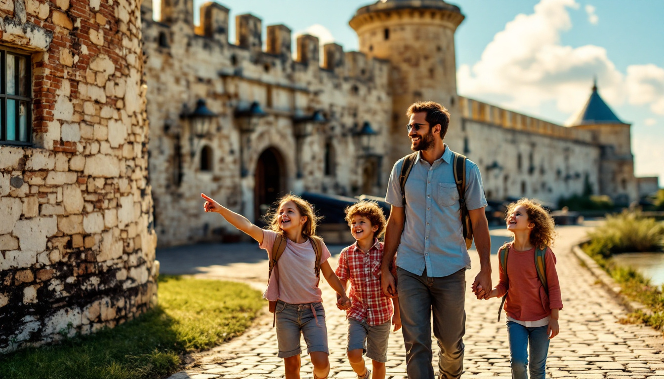 Family exploring Castillo de San Marcos during an affordable St. Augustine family vacation 2025.