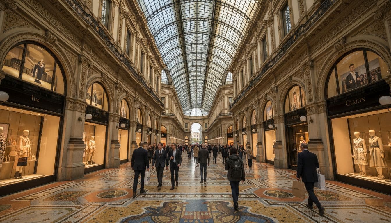 Interior of Galleria Vittorio Emanuele II in Milan