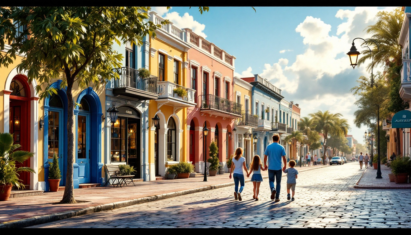 Family strolling through the historic district during an affordable St. Augustine family vacation 2025.