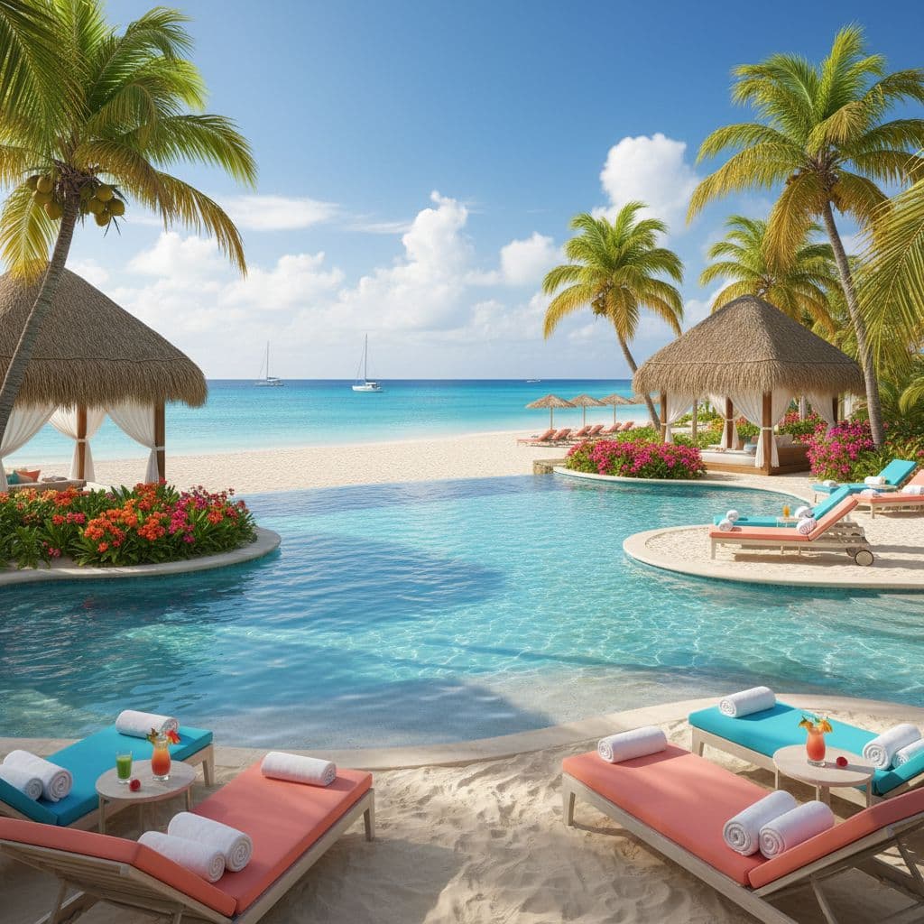 Luxurious Caribbean all-inclusive resort with infinity pool, palm trees, and turquoise ocean in 2026