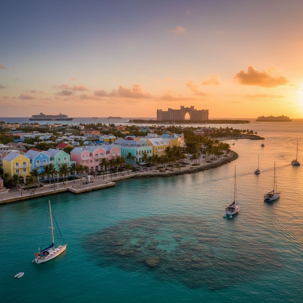 Nassau Paradise Island sunset view, perfect for affordable January getaways from Miami