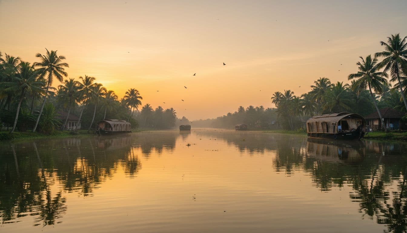 Peaceful Kerala backwaters sunrise for best things to do in Kochi Kerala 2026
