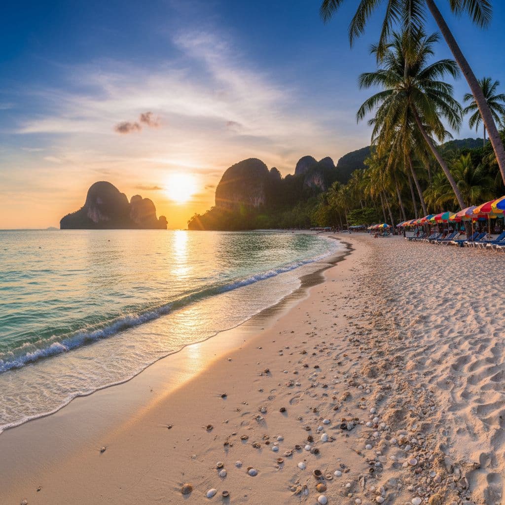 Beautiful Phuket beach with clear turquoise water