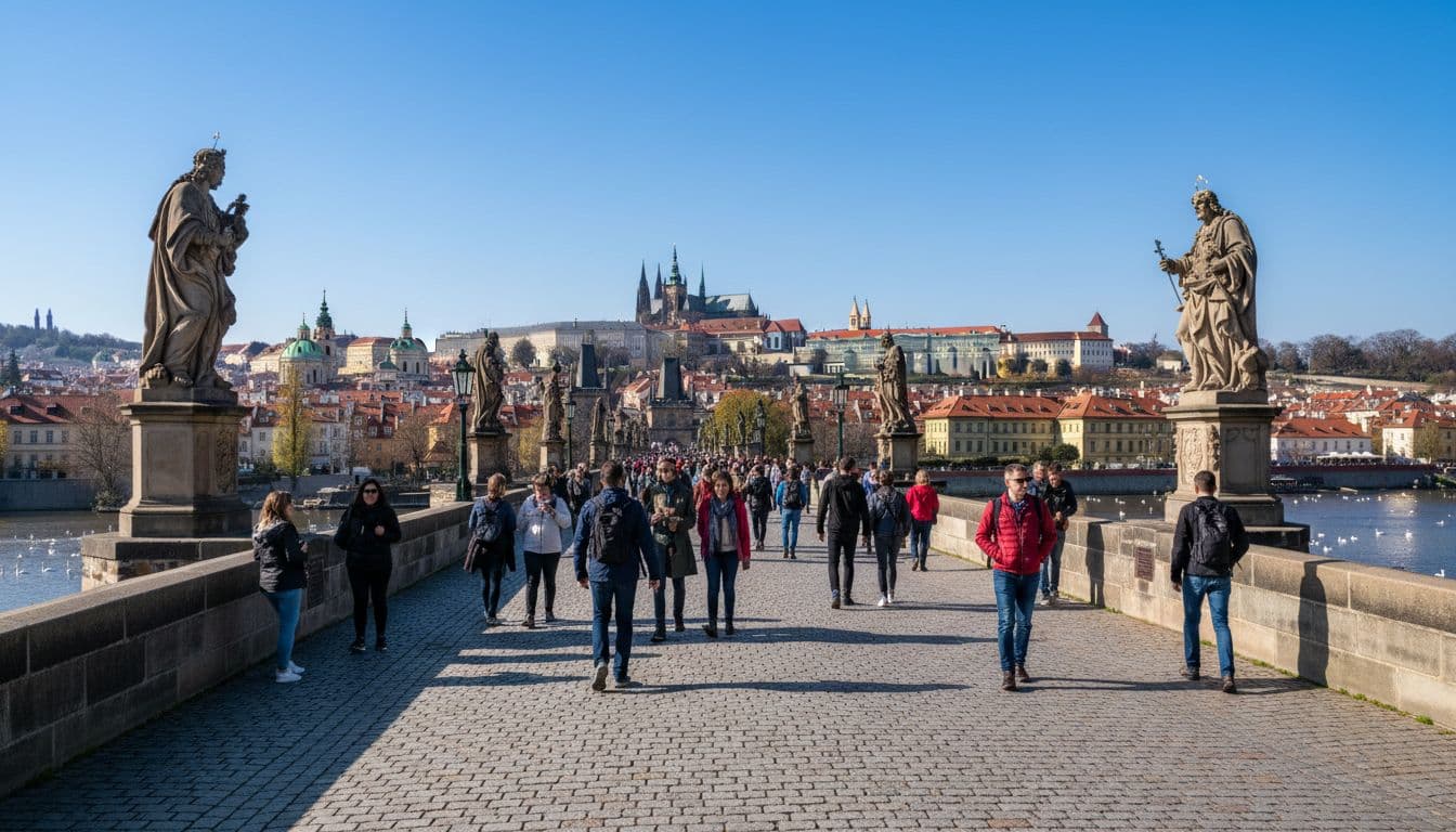 Charles Bridge daytime view with Prague Castle in background for 2026 US traveler vacation packages