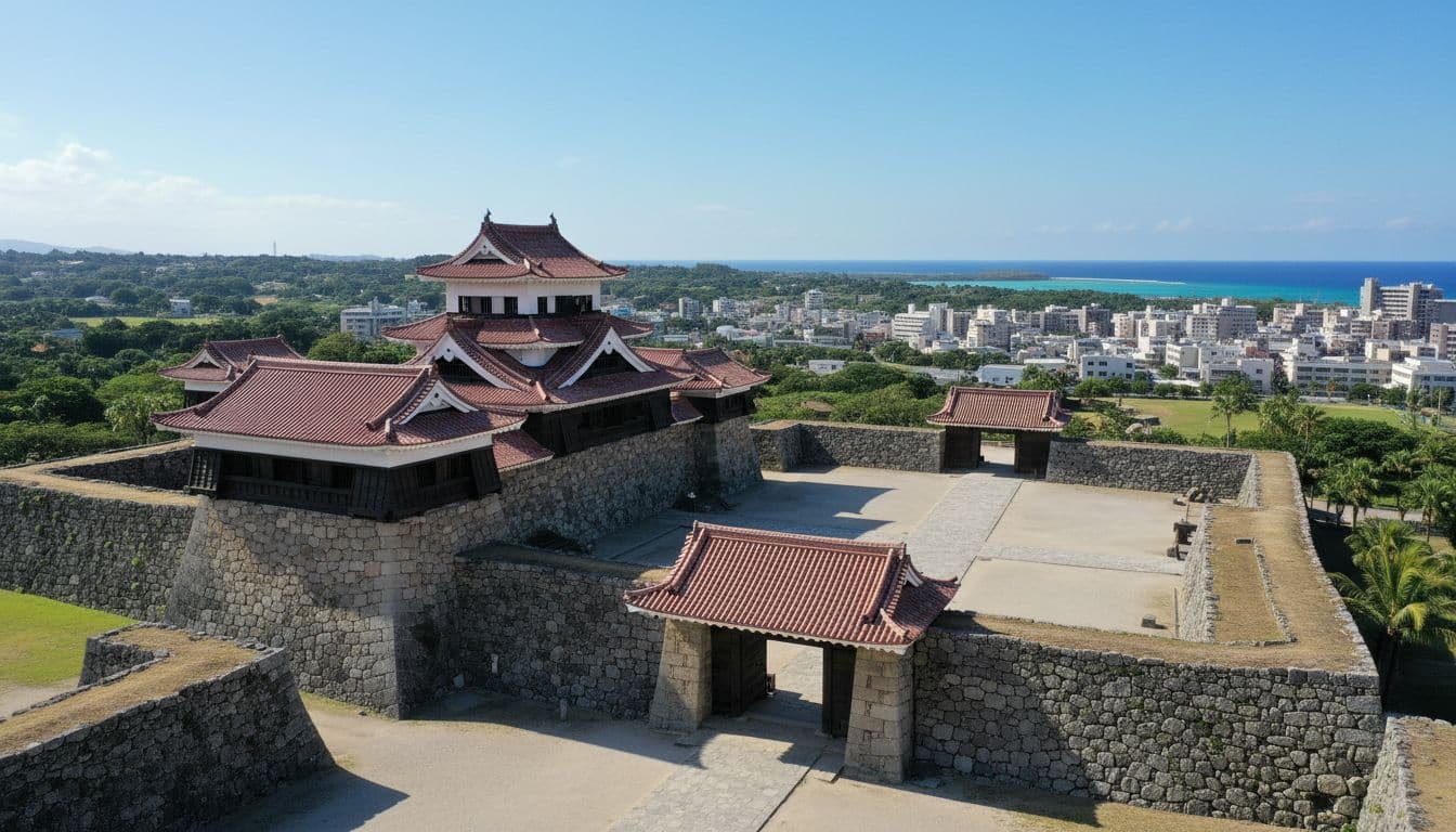 Rebuilt Shurijo Castle overlooking Naha city