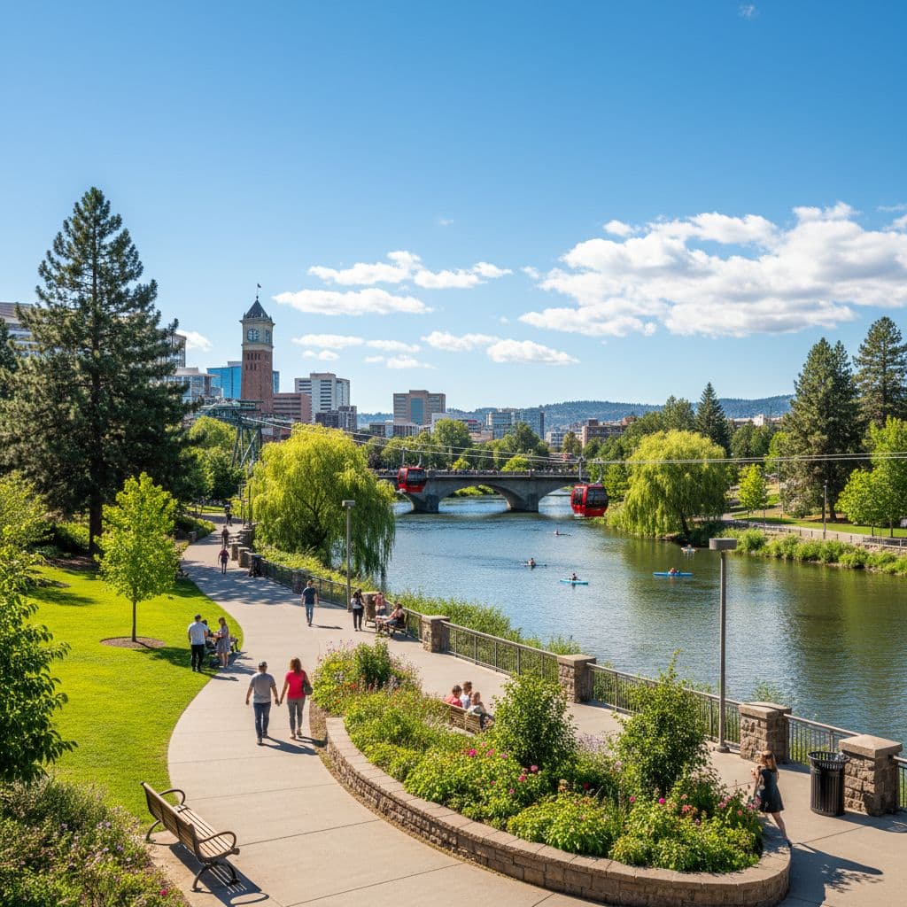 Spokane Riverfront Park summer river scene