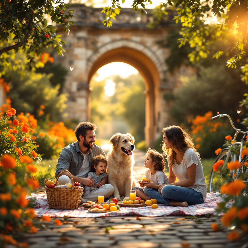Family picnic near the old city gates during an affordable St. Augustine family vacation 2025.