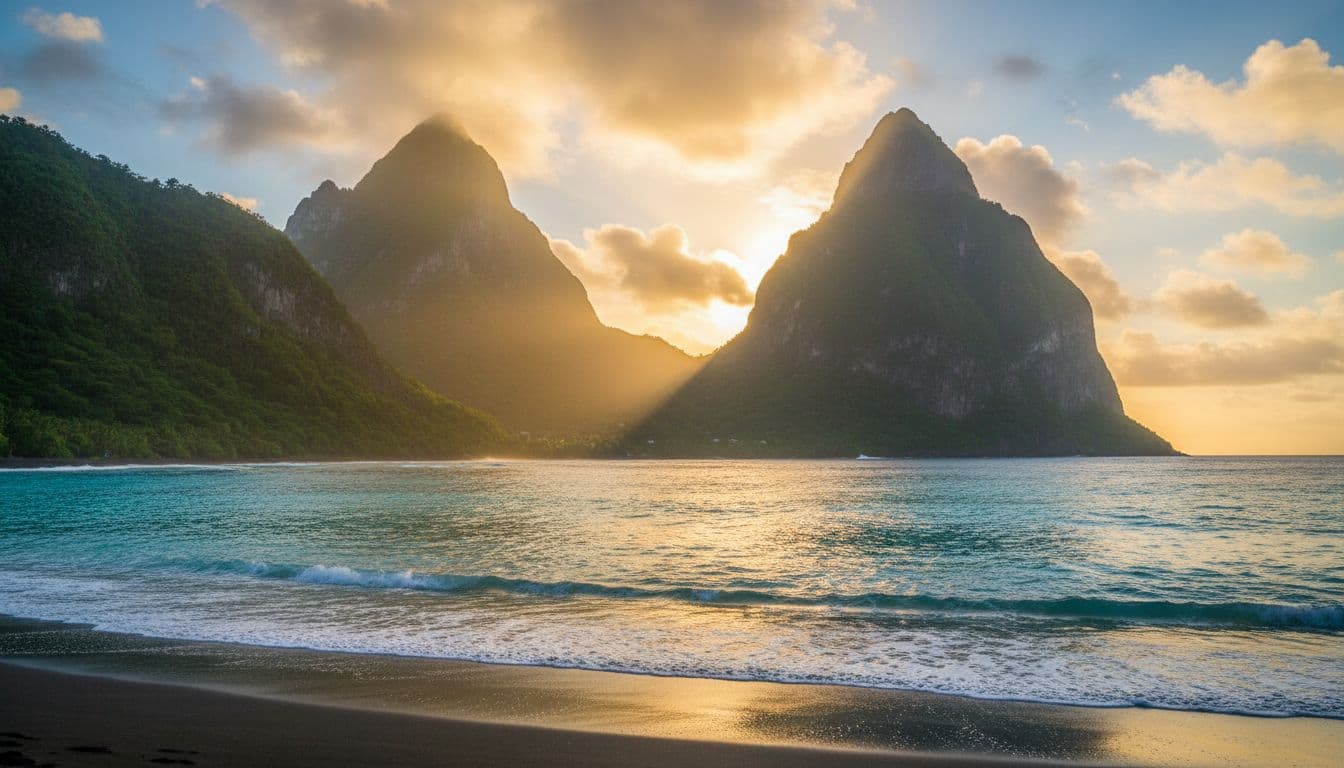 Best tourist sites in St. Lucia 2026 Pitons sunrise