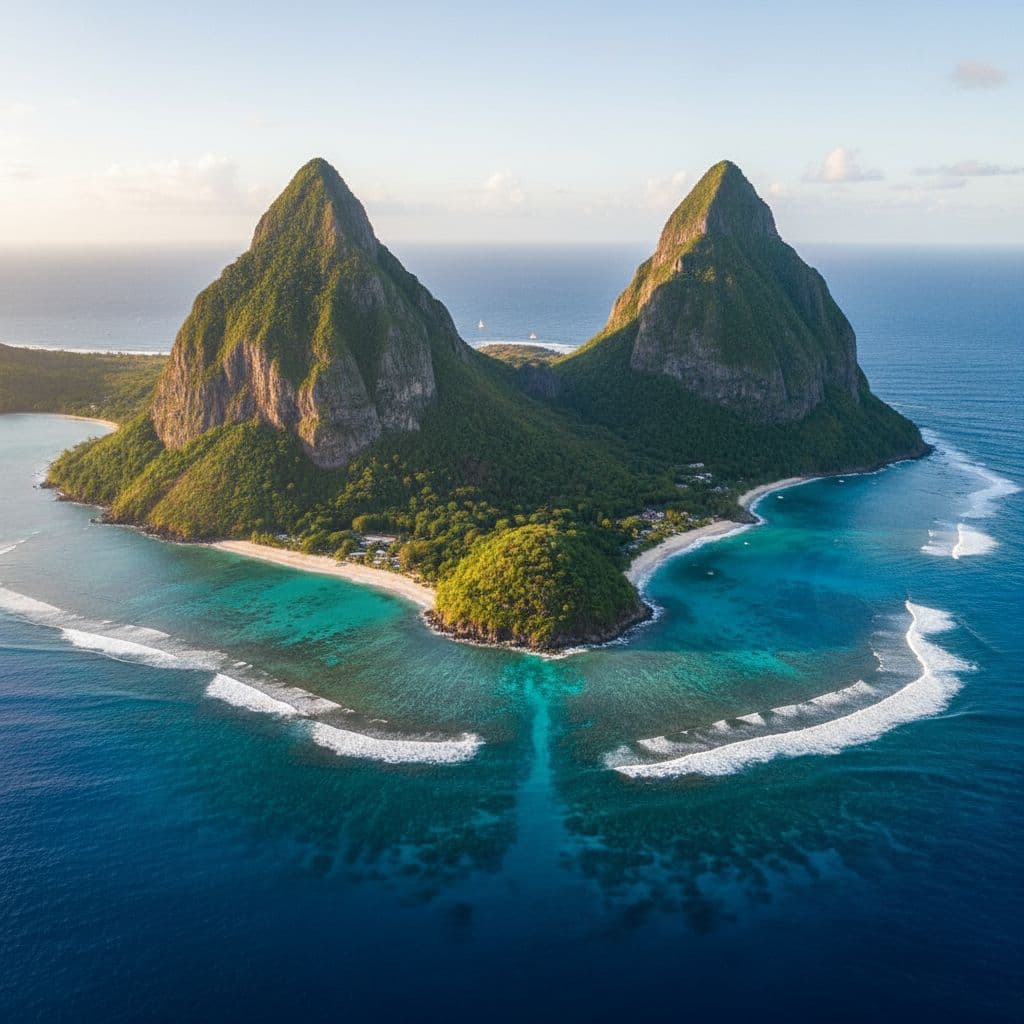 Aerial of the Pitons