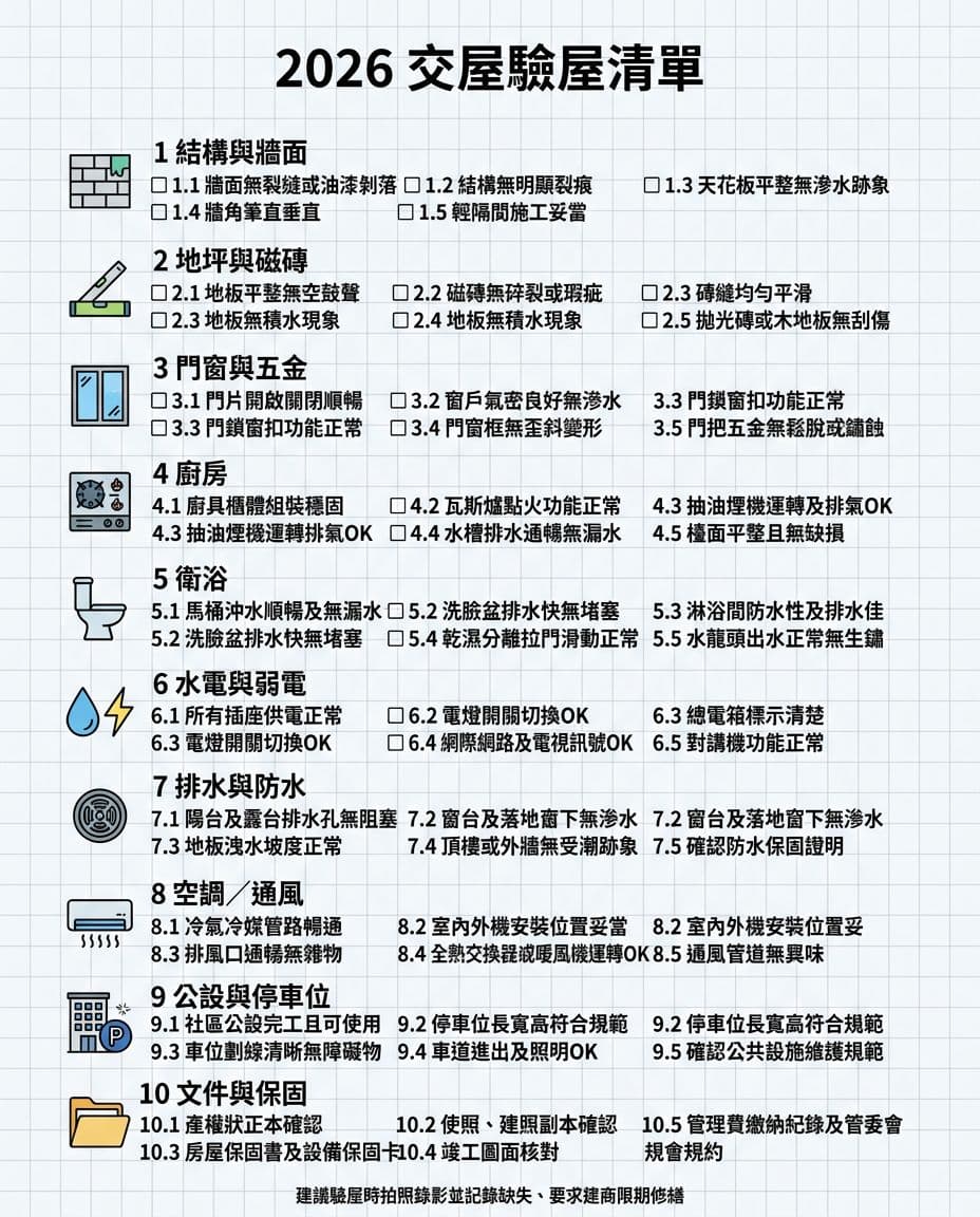 2026 交屋驗屋清單 新成屋必查50項 2026 交屋驗屋清單 新成屋必查50項
