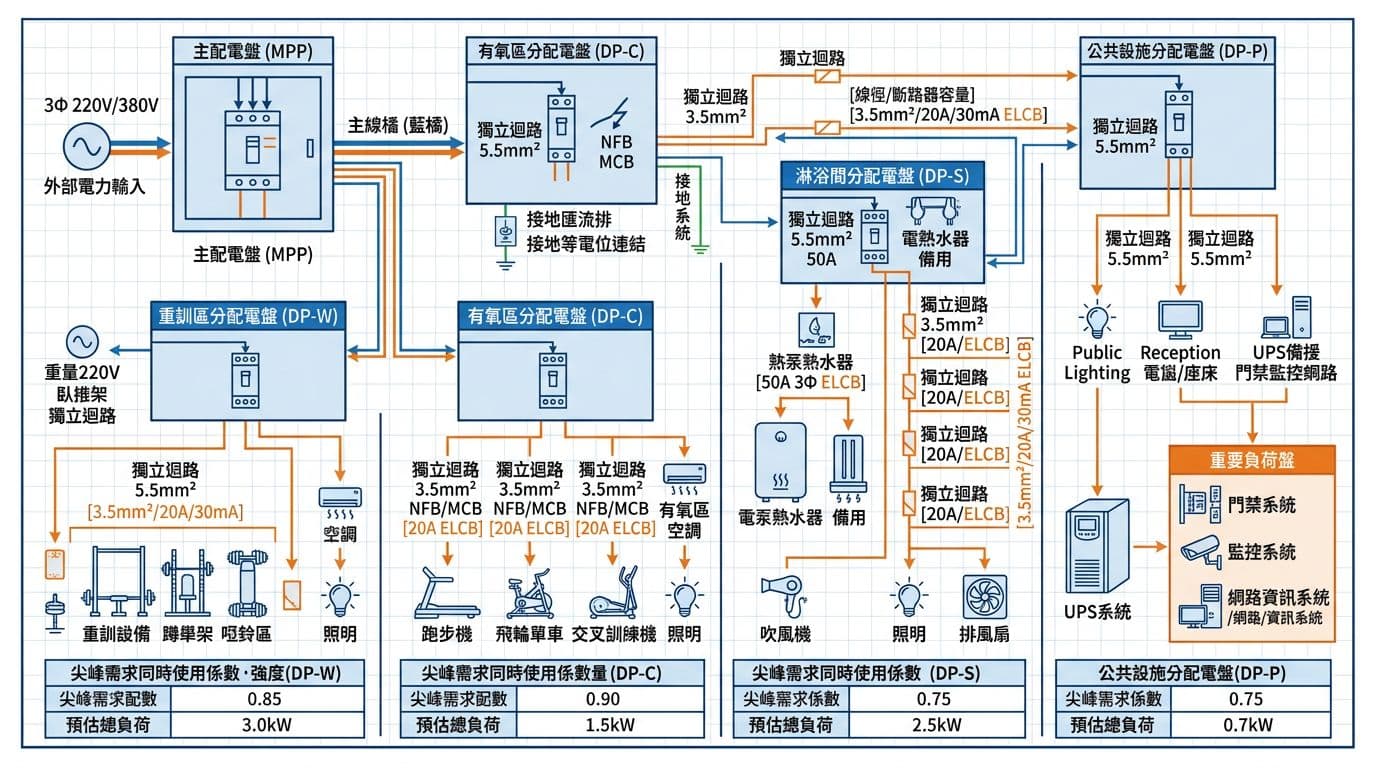 商用健身房用電規劃實務:重訓有氧淋浴熱水配置關鍵 商用健身房用電規劃實務:重訓有氧淋浴熱水配置關鍵