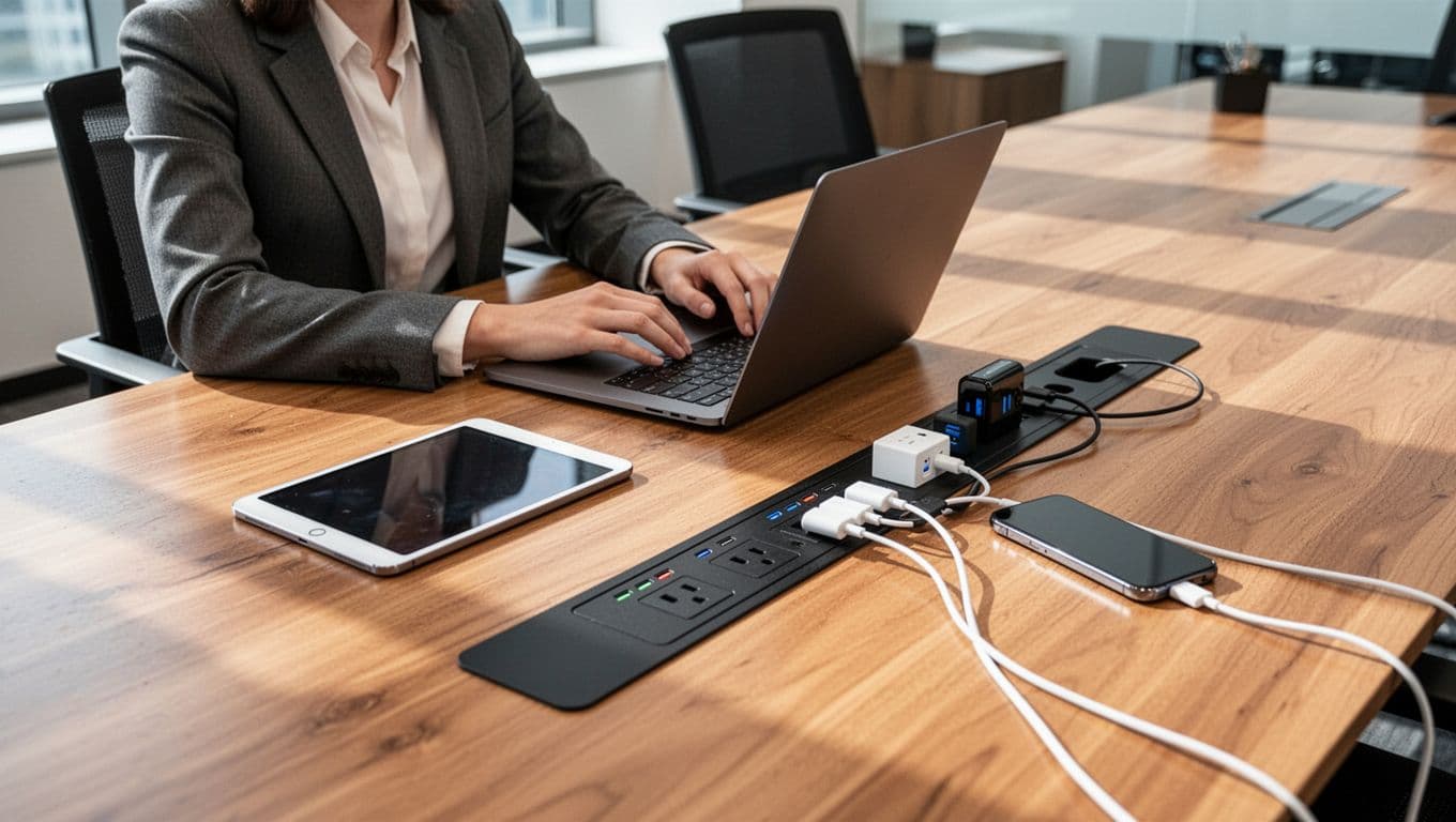 會議室 USB-C 充電規劃:桌面電源模組要預留哪些點位 會議室 USB-C 充電規劃:桌面電源模組要預留哪些點位