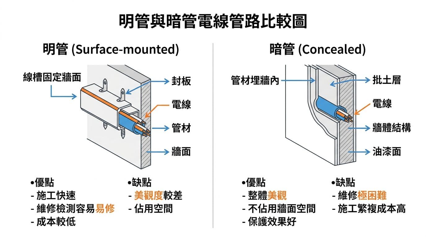 電線管路怎麼走才好修:明管暗管選擇與檢修孔設計要點 電線管路怎麼走才好修:明管暗管選擇與檢修孔設計要點